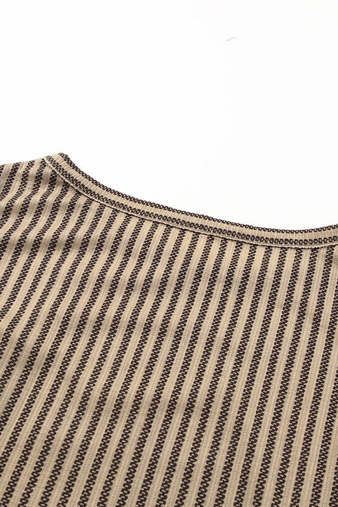 Charming Striped Crew Neck Ruffled Detail Sleeveless Summer Tank Top