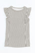 Charming Striped Crew Neck Ruffled Detail Sleeveless Summer Tank Top