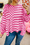 Checkerboard And Striped Patchwork Lantern Sleeve Shirt