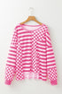 Checkerboard And Striped Patchwork Lantern Sleeve Shirt