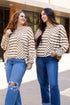 Checkerboard And Striped Patchwork Lantern Sleeve Shirt