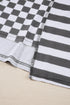 Checkerboard And Striped Patchwork Lantern Sleeve Shirt