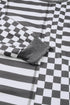 Checkerboard And Striped Patchwork Lantern Sleeve Shirt