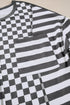 Checkerboard And Striped Patchwork Lantern Sleeve Shirt