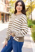 Checkerboard And Striped Patchwork Lantern Sleeve Shirt