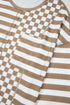 Checkerboard And Striped Patchwork Lantern Sleeve Shirt