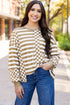 Checkerboard And Striped Patchwork Lantern Sleeve Shirt