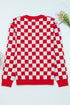 Checkerboard And Tree Motif Button Front Cardigan
