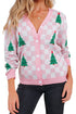 Checkerboard And Tree Motif Button Front Cardigan