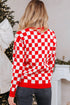Checkerboard And Tree Motif Button Front Cardigan