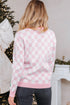 Checkerboard And Tree Motif Button Front Cardigan