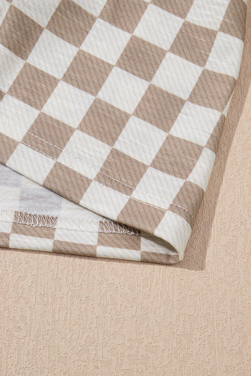 Checkerboard Drop Shoulder Tee and Pleated Skort Matching Set