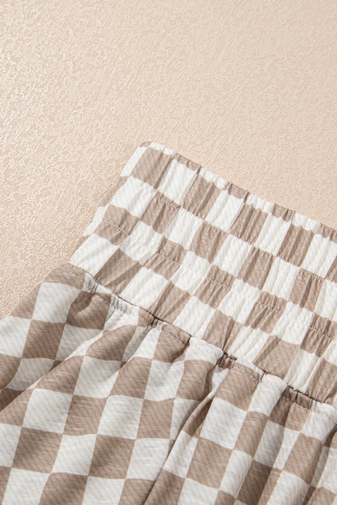 Checkerboard Drop Shoulder Tee and Pleated Skort Matching Set