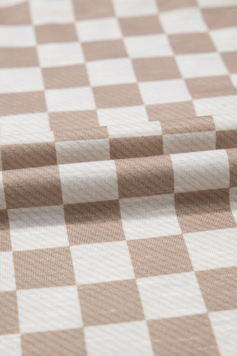 Checkerboard Drop Shoulder Tee and Pleated Skort Matching Set