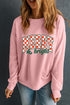 Checkerboard Lettering Graphic Print Relaxed Fit Sweatshirt
