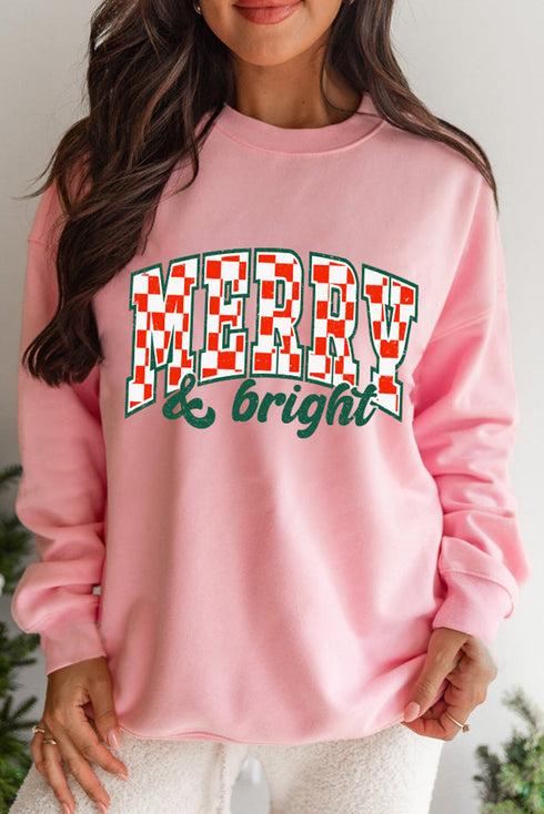 Checkerboard Lettering Graphic Print Relaxed Fit Sweatshirt