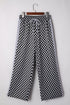 Checkerboard Patchwork Drawstring Waist Wide Leg Pants