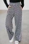 Checkerboard Patchwork Drawstring Waist Wide Leg Pants