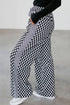 Checkerboard Patchwork Drawstring Waist Wide Leg Pants