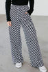 Checkerboard Patchwork Drawstring Waist Wide Leg Pants