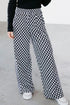 Checkerboard Patchwork Drawstring Waist Wide Leg Pants