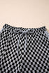 Checkerboard Patchwork Drawstring Waist Wide Leg Pants