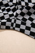 Checkerboard Patchwork Drawstring Waist Wide Leg Pants