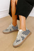Checkerboard Patchwork Lace Up Leatherette Flat Shoes