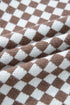 Checkerboard Pattern Collared Henley Button Pullover Sweater