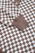 Checkerboard Pattern Collared Henley Button Pullover Sweater