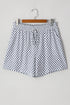 Checkerboard Pattern Lace Up High Waist Shorts