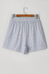 Checkerboard Pattern Lace Up High Waist Shorts
