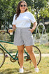 Checkerboard Pattern Lace Up High Waist Shorts