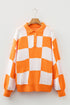 Checkerboard Polo Collar Half Button Oversized Sweater