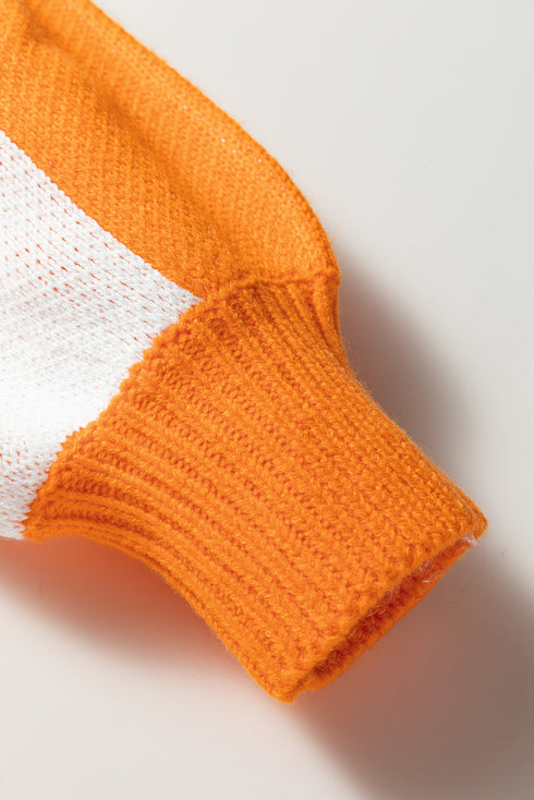 Checkerboard Polo Collar Half Button Oversized Sweater