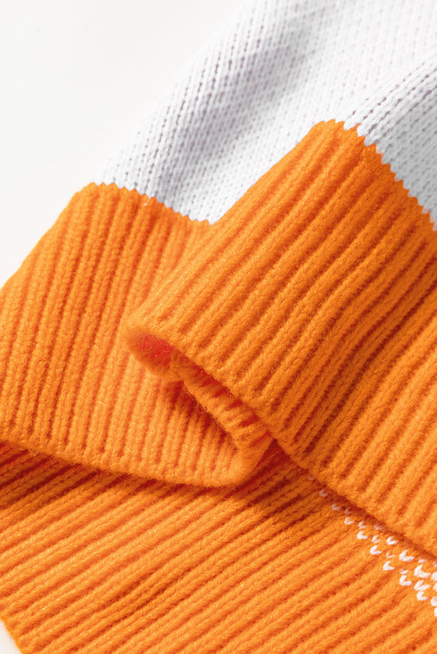 Checkerboard Polo Collar Half Button Oversized Sweater