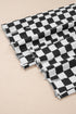 Checkerboard Print Distressed Raw Edge Cropped Denim Jeans