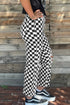 Checkerboard Print Distressed Raw Edge Cropped Denim Jeans