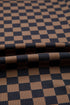 Checkerboard Print Ribbed Western Style Round Neck Tee