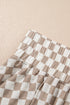 Checkerboard Print T Shirt High Waisted Skort Short Set