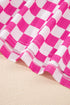 Checkerboard Print T Shirt High Waisted Skort Short Set