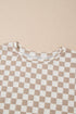 Checkerboard Print T Shirt High Waisted Skort Short Set