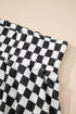 Checkerboard Print T Shirt High Waisted Skort Short Set