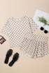 Checkerboard Print T Shirt High Waisted Skort Short Set