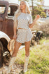 Checkerboard Print T Shirt High Waisted Skort Short Set