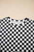 Checkerboard Print T Shirt High Waisted Skort Short Set