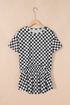 Checkerboard Print T Shirt High Waisted Skort Short Set