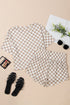 Checkerboard Print T Shirt High Waisted Skort Short Set