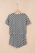 Checkerboard Print T Shirt High Waisted Skort Short Set