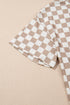 Checkerboard Print T Shirt High Waisted Skort Short Set
